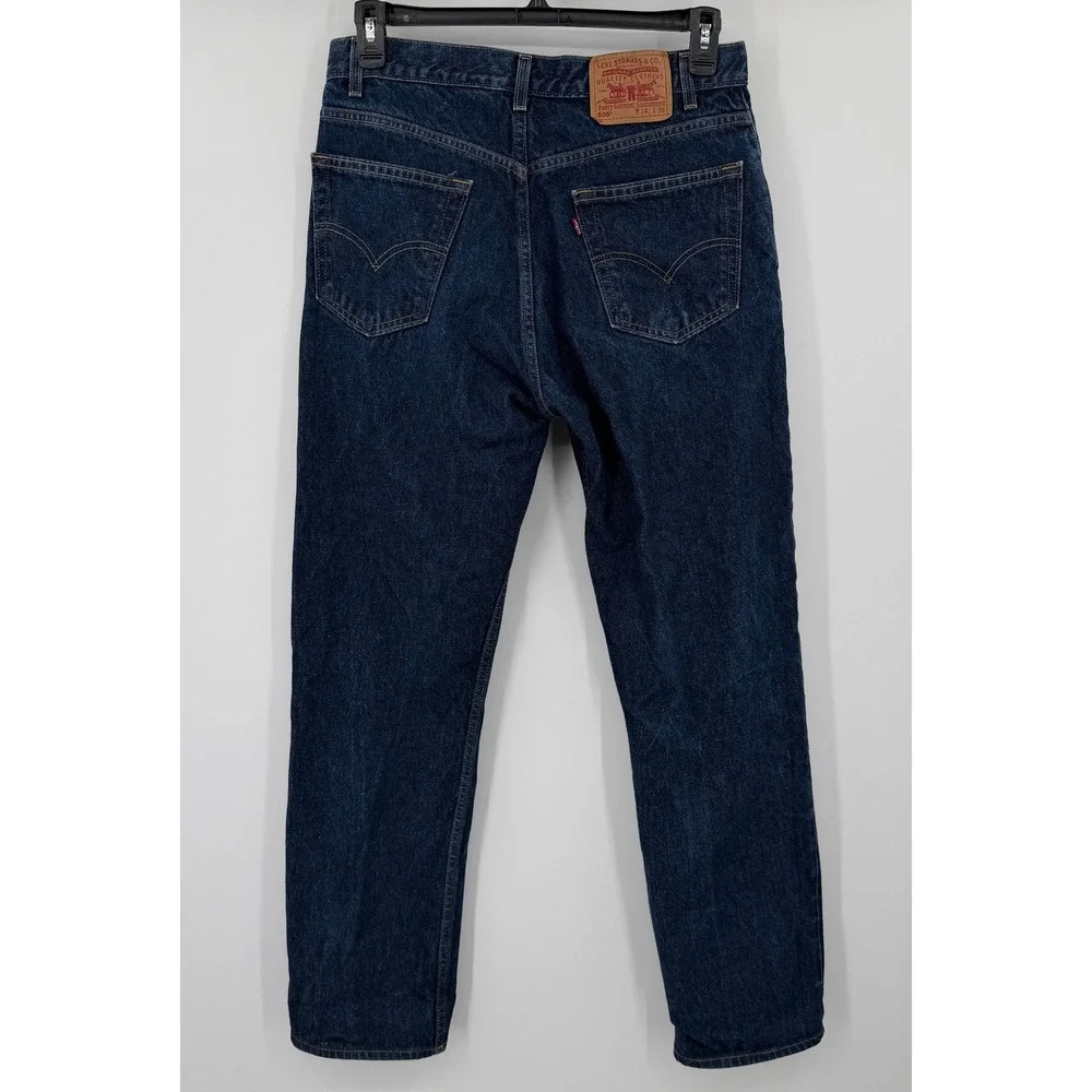 Vintage Levis 505 Regular Fit Straight Leg Jeans Mens 33x34 Dark Blue Denim Y2K